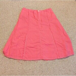 Eddie Bauer A Line Midi Skirt Womens 12 Pink Frayed Cottagecore Pockets